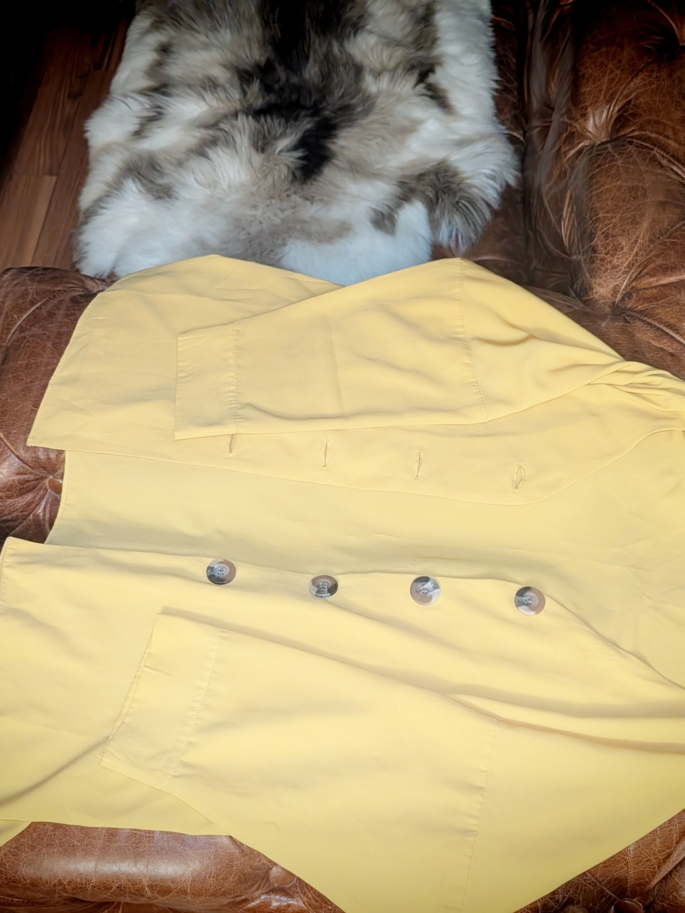 Sioni Pale Yellow Double-Breasted Blazer Jacket